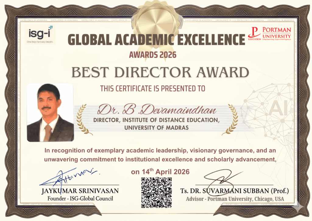 BEST DIRECRTOR AWARD 2026 DR DEVAMAINDHAN