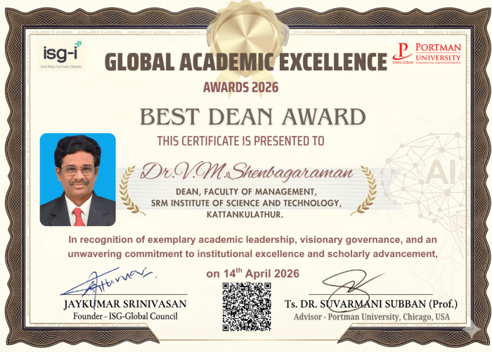 ISG GAE AWARDS 2026 BEST DEAN AWARD IN ACADEMICS